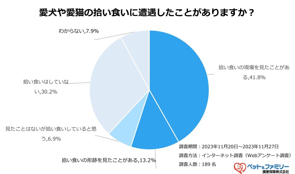 61.9％の飼い主さんは愛犬や愛猫の拾い食い（盗み食い）に悩んでいる！